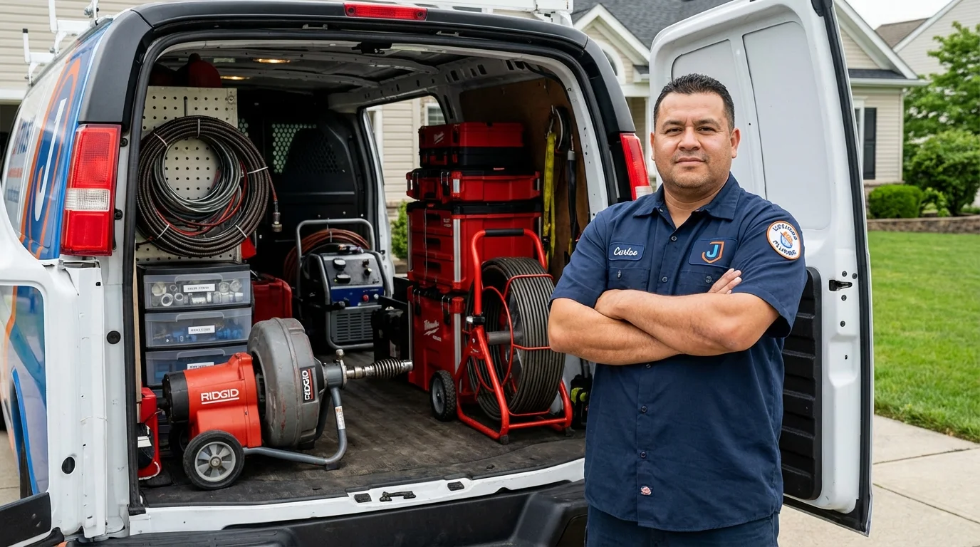 Professional drain cleaning equipment and Johns Plumbing LLC plumber in Wilmer