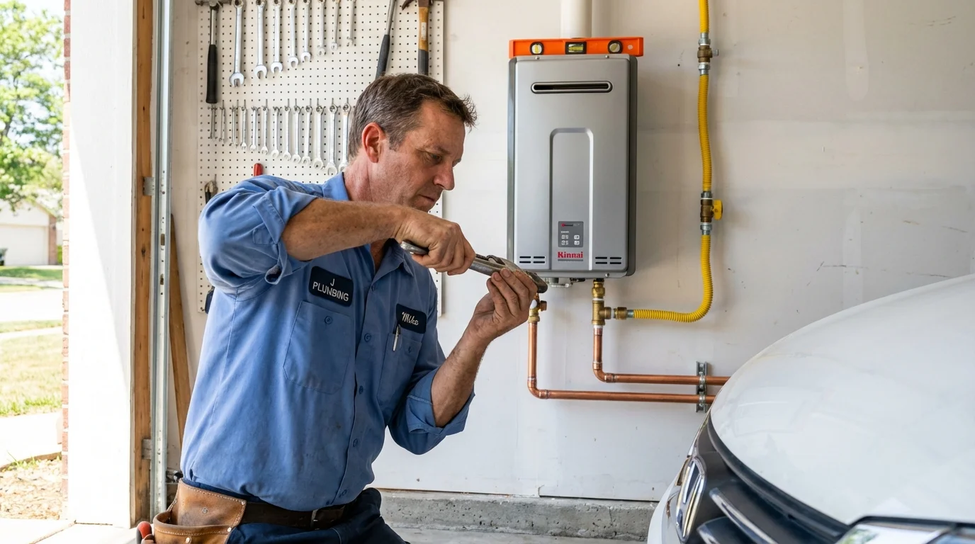 Tankless water heater installation by a Johns Plumbing LLC plumber in Wilmer
